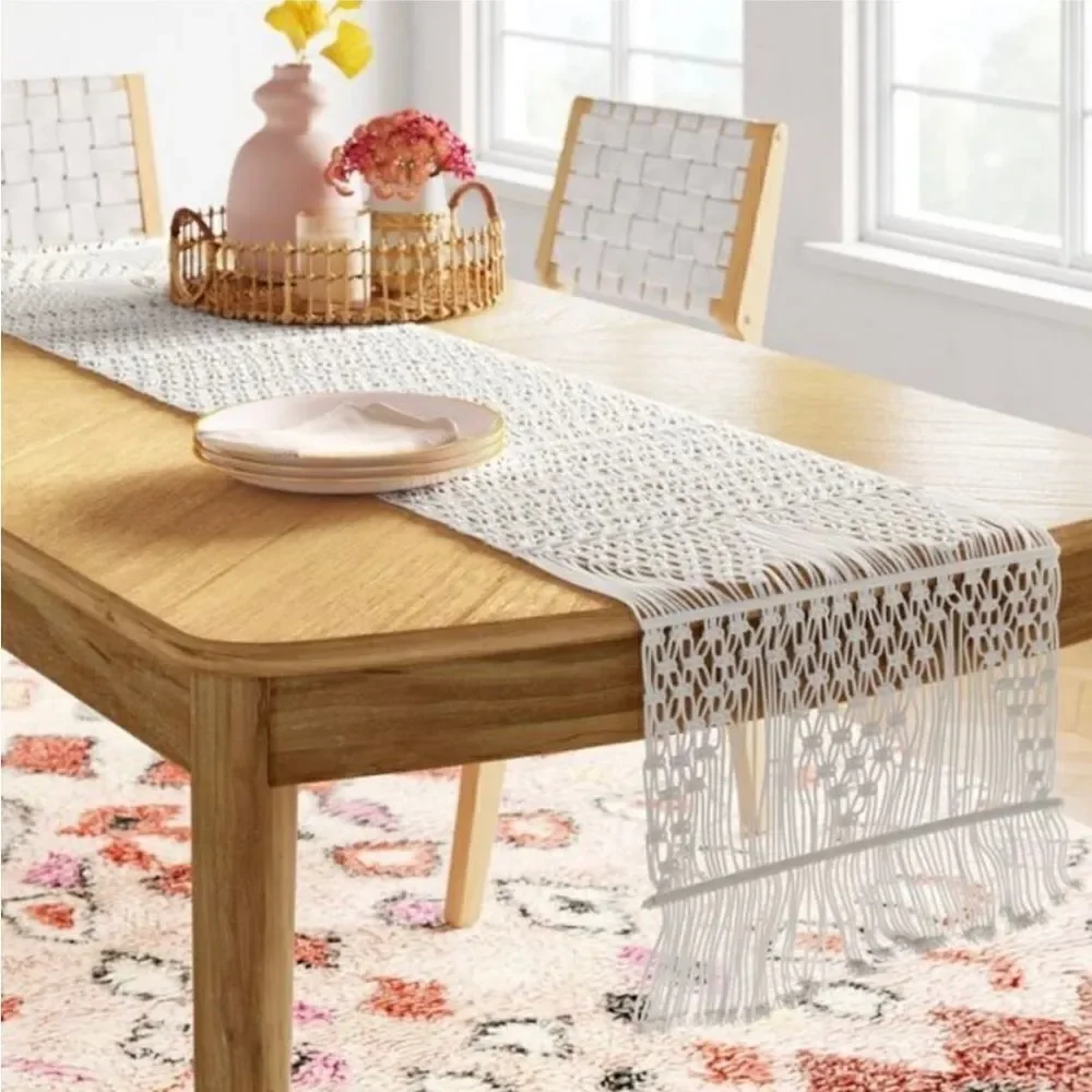 NEW OPALHOUSE MACRAME table runner 15 x 104